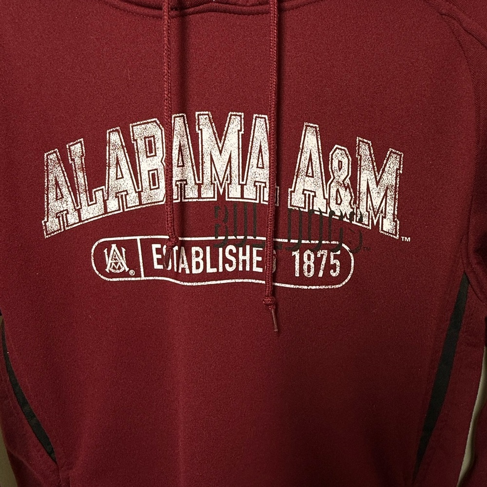 Alabama A&M University Hoodie NCAA maroon red color polyester sweatshirt Adult M - Picture 3 of 4